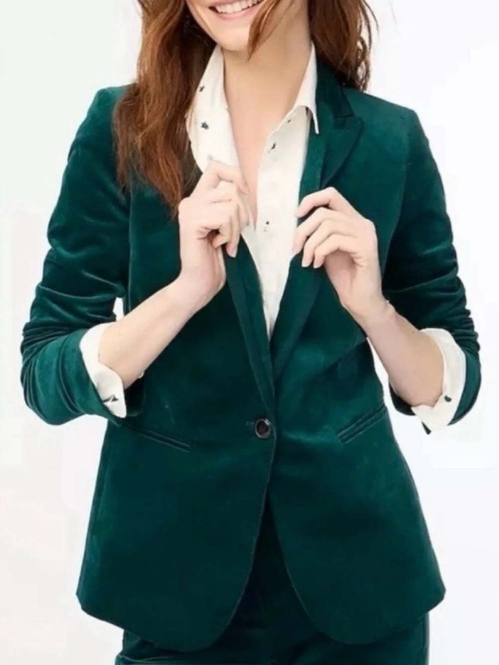 Jcrew Women's Emerald Green Velvet Blazer
